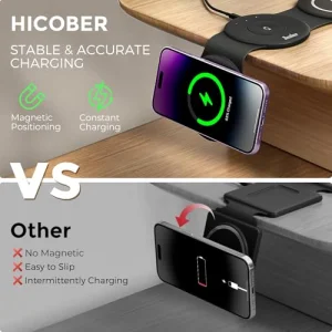 3 in 1 Charging Station for Apple Multiple Devices, Foldable Travel Wireless Charger 18W for iPhone 16 15 14 13 Pro Max Plus &Apple Watch Series/Airpods