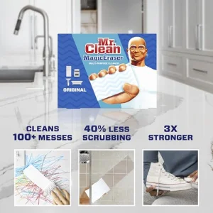 Mr. Clean Magic Eraser Original Cleaning Pads, Multi Purpose Cleaner, Bathroom Cleaning Supplies, All Purpose Cleaner, White, 6 Count