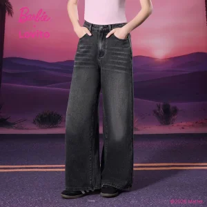 (New Arrival) Barbie™ X Lovito Women Casual Mid Waist Wide Leg