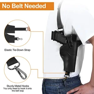 Shoulder Holster, Adjustable Leather Shoulder Holsters for Concealed Carry with Double Magazine Pouch, Fit 1911, Glock 17/19/23, Beretta 92FS and More Pistols - for Right Hand Use