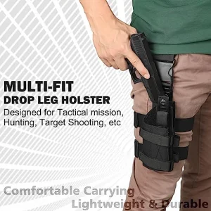 Universal Drop Leg Gun Holster fit Guns with Optic/Light/Laser, Adjustable Tactical Nylon Holster Compatible with Glock, S&W M&P, Sig, Springfield, 1911, Taurus, Ruger, Beretta, CANIK, HK, CZ and