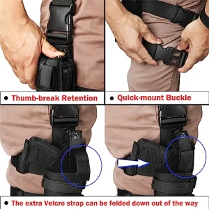 Universal Drop Leg Gun Holster fit Guns with Optic/Light/Laser, Adjustable Tactical Nylon Holster Compatible with Glock, S&W M&P, Sig, Springfield, 1911, Taurus, Ruger, Beretta, CANIK, HK, CZ and