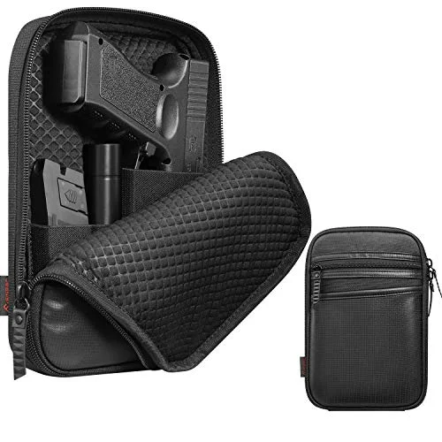 FINPAC Concealed Carry Gun Pouch, Soft Pistol Case Fanny Pack Waist Belt Firearm