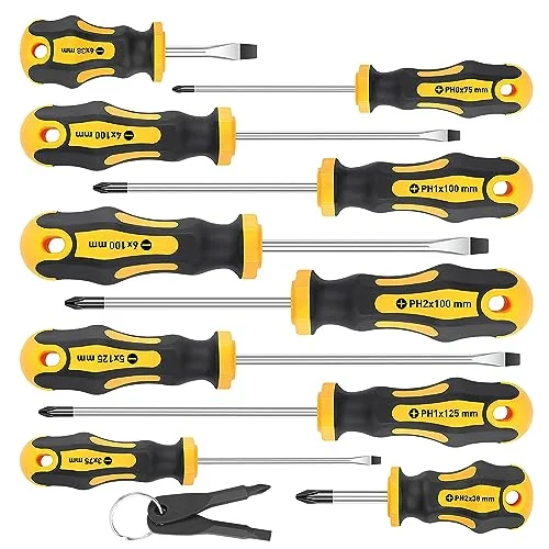 Amartisan 10-Piece Magnetic Screwdrivers Set, 5 Phillips and 5 Slotted Tips Prof