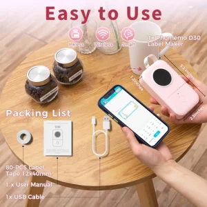Phomemo Label Maker Machine, D30 Portable Handheld Bluetooth Mini Label Printer, Multiple Templates for Smartphone Thermal Small Label Maker Rechargeable Easy to Use for Home Office