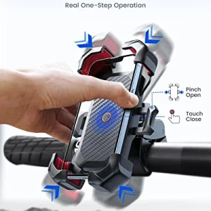 JOYROOM Motorcycle Phone Mount, [1s Auto Lock][100mph Military Anti-Shake] Bike Phone Holder for Bicycle, [10s Quick Install] Handlebar Phone Mount, Compatible with iPhone, Samsung, All