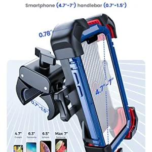 JOYROOM Motorcycle Phone Mount, [1s Auto Lock][100mph Military Anti-Shake] Bike Phone Holder for Bicycle, [10s Quick Install] Handlebar Phone Mount, Compatible with iPhone, Samsung, All