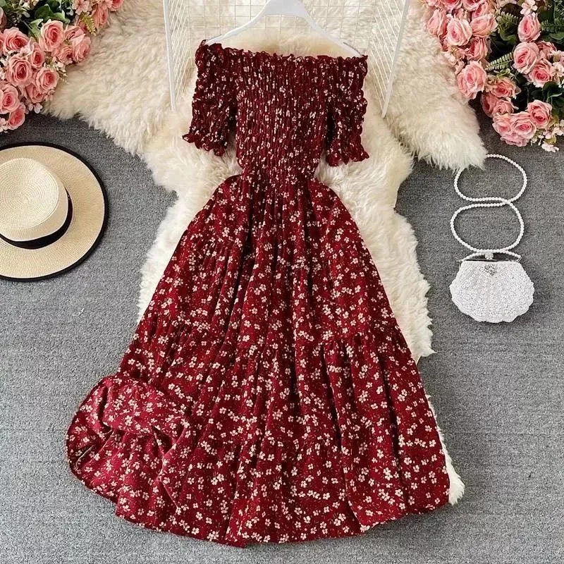 ERA' plain casual skater maxi dress w/top