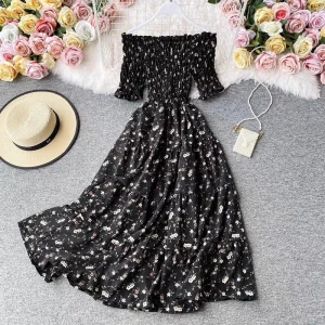 ERA' plain casual skater maxi dress w/top