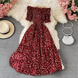 ERA' plain casual skater maxi dress w/top
