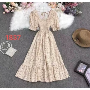 ERA' plain casual skater maxi dress w/top
