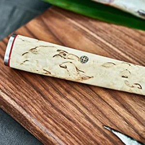 Miyabi Birchwood SG2 Japanese Chef's Knife, 8-inch, Chef's Kitchen Knife, Karelian Birch Handle, 100-layer flower Damascus pattern, Handcrafted in Seki, Japan