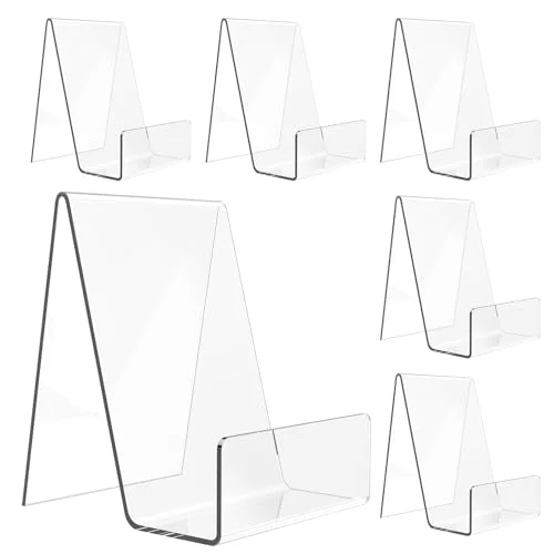 6 Pack Acrylic Book Stand, Clear Easel Stand for Display, Book Display Holder, D