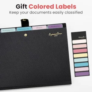 Sooez Expanding File Folder, Letter Size Accordion File Organizer, 5 Pocket Folders for Documents, Portable Filling Products for School Office Supplies, Black