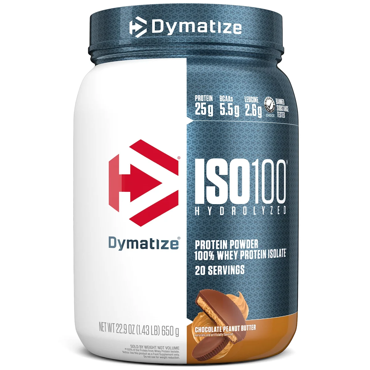Dymatize ISO100 Whey Protein Powder Isolate, Chocolate Peanut Butter, 25g of Pro