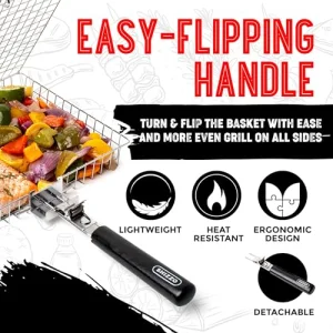 Grill Basket, Barbecue BBQ Grilling Basket , Stainless Steel Large Folding Grilling baskets With Handle, Portable Outdoor Camping BBQ Rack for Fish, Shrimp, Vegetables, Barbeque Griller