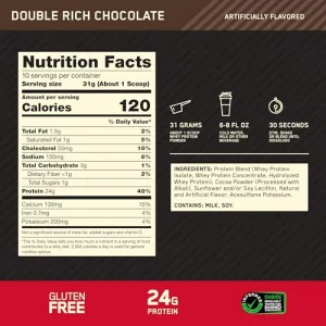 Optimum Nutrition Gold Standard 100% Whey Protein Powder, Double Rich Chocolate, 0.68 Pound (Pack of 1)