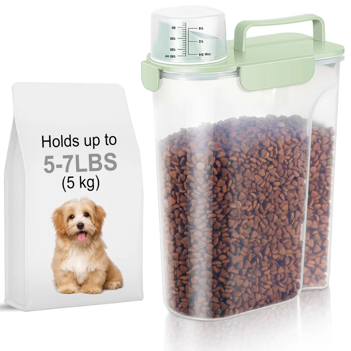 5-7Lbs Dog Cat Food Storage Container with Upgraded Large Nozzle BPA-free, 4 Sna