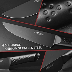 Knife Sets for Kitchen with Block, 15 Piece Knife Set with Built-in Sharpener, Dishwasher Safe, German Stainless Steel, Black