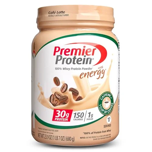 Premier Protein Powder, Cafe Latte, 30g Protein, 1g Sugar, 100% Whey Protein, Ke