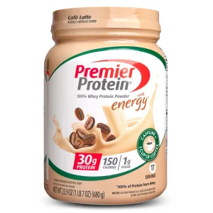 Premier Protein Powder, Cafe Latte, 30g Protein, 1g Sugar, 100% Whey Protein, Keto Friendly, No Soy Ingredients, Gluten Free, 17 Servings, 23.9 Ounce (Pack of 1)