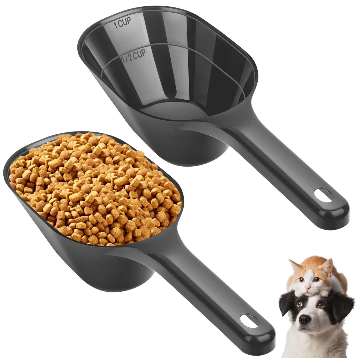 2 PACK Dog Food Scoop,1 Cup Capacity Pet Food Scoop With Measuring Lines For Dog