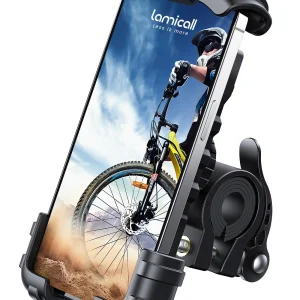 Lamicall Bike Phone Holder, Motorcycle Mount - Motorcycle Phone Holder, Handlebar Cell Phone Clamp, Scooter Phone Clip for iPhone 16 Pro Max/Plus, 15 Pro Max, S10, S20, More 4.7