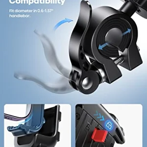 Lamicall Bike Phone Holder, Motorcycle Mount - Motorcycle Phone Holder, Handlebar Cell Phone Clamp, Scooter Phone Clip for iPhone 16 Pro Max/Plus, 15 Pro Max, S10, S20, More 4.7
