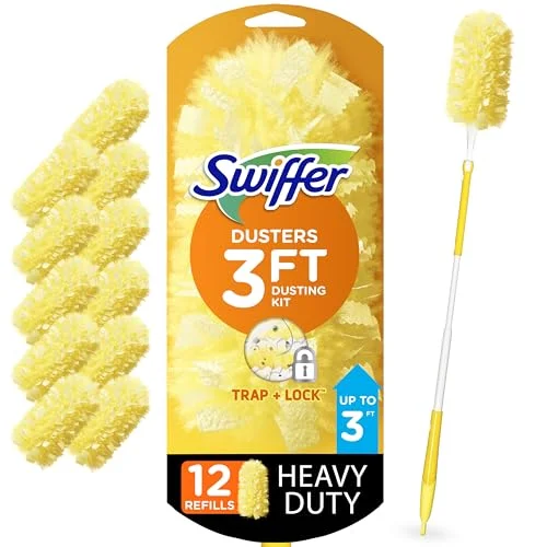 Swiffer Duster Heavy Duty Dusting Kit, Cleaning Supplies, 3 ft Extended Handle, 