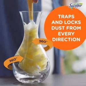 Swiffer Duster Heavy Duty Dusting Kit, Cleaning Supplies, 3 ft Extended Handle, 1 Duster, 12 Refills