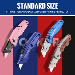 WORKPRO Utility Knife Blades, SK5 Steel, 100-Pack with Dispenser