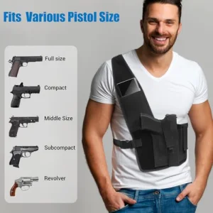Gun Holster for Men Women Concealed Carry, Universal Shoulder Holster, Adjustable Chest Holsters for Pistols, Fits 1911, Glock 17/19/23, Beretta 92FS, S&Sauer P320/P220, Right Hand