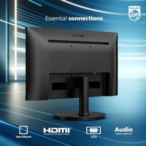 Philips 22 inch Class Thin Full HD (1920 x 1080) Monitor, 100Hz Refresh Rate, VESA, HDMI x1, VGA x1, LowBlue Mode, Adaptive Sync, 4 Year Advance Replacement Warranty, 221V8LB