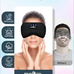 MUSICOZY Sleep Headphones, Bluetooth 5.4 Sleep Mask Headband Headphones Sleeping Eye Mask, Wireless Music Earbuds Earphones with HD Stereo Speakers for Side Sleepers, Cool Gadgets Unique