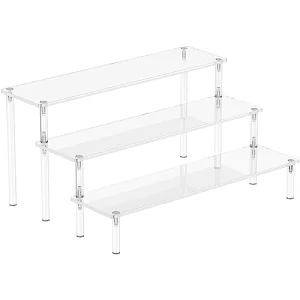 Acrylic Display Risers, 3 Tier Perfume Organizer Stand, Clear Cupcake Stand Holder, Large Shelf Risers for Figures, Dessert Shelves for Party, Riser Stand for Decoration and Organizer