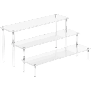 Acrylic Display Risers, 3 Tier Perfume Organizer Stand, Clear Cupcake Stand Holder, Large Shelf Risers for Figures, Dessert Shelves for Party, Riser Stand for Decoration and Organizer
