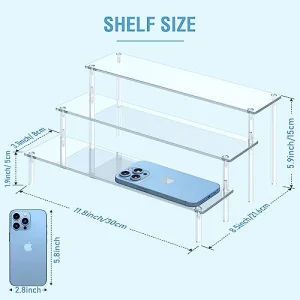 Acrylic Display Risers, 3 Tier Perfume Organizer Stand, Clear Cupcake Stand Holder, Large Shelf Risers for Figures, Dessert Shelves for Party, Riser Stand for Decoration and Organizer