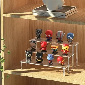 Acrylic Display Risers, 3 Tier Perfume Organizer Stand, Clear Cupcake Stand Holder, Large Shelf Risers for Figures, Dessert Shelves for Party, Riser Stand for Decoration and Organizer
