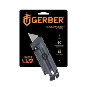Gerber Gear Prybrid, Box Cutter Retractable Blade, Heavy Duty Utility Knife with Pry Bar, Bottle Opener, and Wire Stripper - Multi tool Pocket Knife