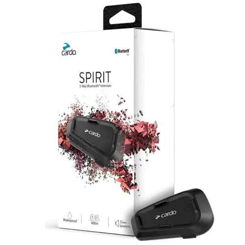 Cardo Systems Spirit Motorcycle Bluetooth Communication Headset - Black, Single 