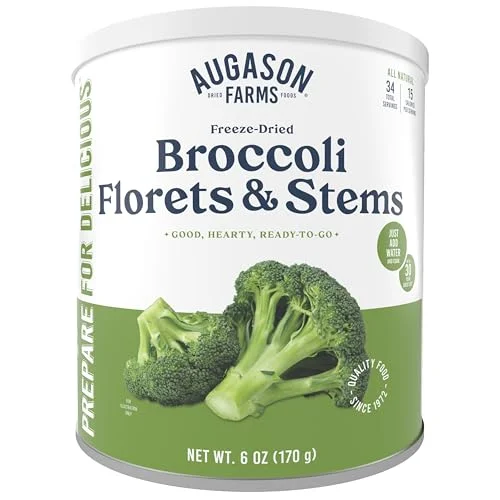Augason Farms Freeze Dried Broccoli Florets & Stems Can, Emergency Food Supply, 