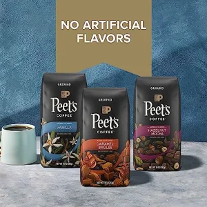 Peet's Coffee, Hazelnut Mocha Light Roast Ground Coffee - 30 Ounces (3 Bags of 10 Ounces)