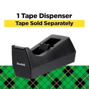 Scotch Desktop Tape Dispenser, Black, 2.7 in. x 2.7 in. x 6.4 in., 1 Tape Dispenser