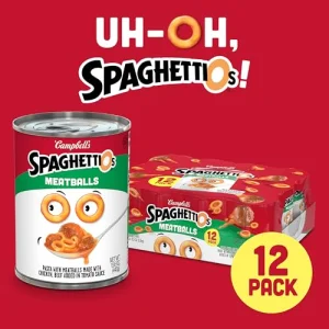 SpaghettiOs Canned Pasta with Meatballs, 15.6 oz Can (Pack of 12)