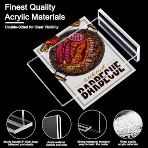 Acrylic Sign Holder 8.5 x 11 Inch 3 Pack, Clear Display Sign Stand for Store Sign Holders, Vertical Double Acrylic Stands, Vendor Booth Display Items