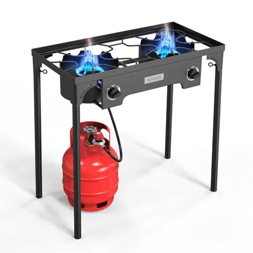 ROVSUN 2 Burner Outdoor Propane Gas Stove 150,000 BTU High Pressure Stand Cooker
