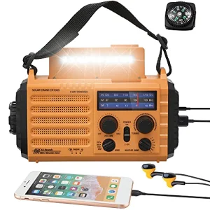 5000 Weather Radio,Solar Hand Crank 5-Way Power Emergency Radio,AM/FM/Shortwave/NOAA Alert Survival Portable Radio,Power Bank USB Charger,Camping Flashlight,Reading Lamp,Headphone
