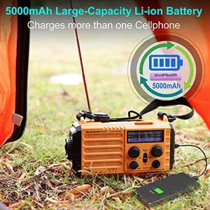 5000 Weather Radio,Solar Hand Crank 5-Way Power Emergency Radio,AM/FM/Shortwave/NOAA Alert Survival Portable Radio,Power Bank USB Charger,Camping Flashlight,Reading Lamp,Headphone