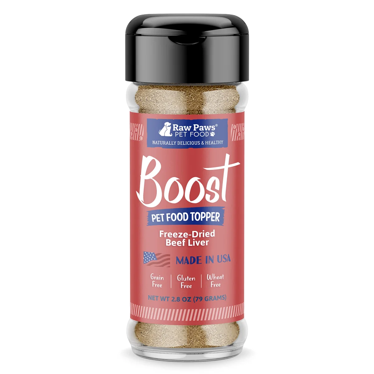 Raw Paws Boost Pet Food Topper Freeze-Dried Beef Liver, 3.2-oz, Made in USA, Dog