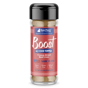 Raw Paws Boost Pet Food Topper Freeze-Dried Beef Liver, 3.2-oz, Made in USA, Dog Food Toppers for Picky Eaters, Cat Gravy Dog Gravy Topper for Dry Food, Beef Liver Sprinkles for Dogs, Cat F